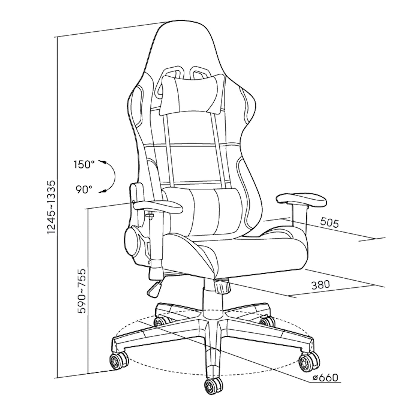 Workzone Stealth Ergonomic, Office Chair, Gaming Chair Black