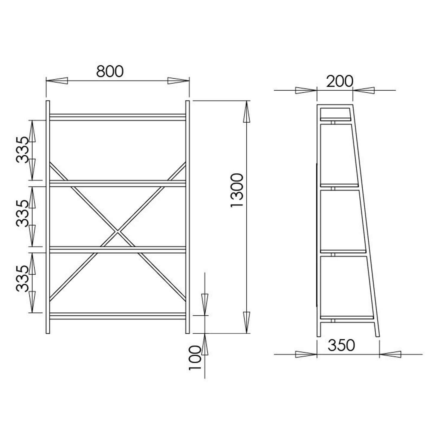 Workzone Aspect Bookcase 1300mm Open Style Oak Black