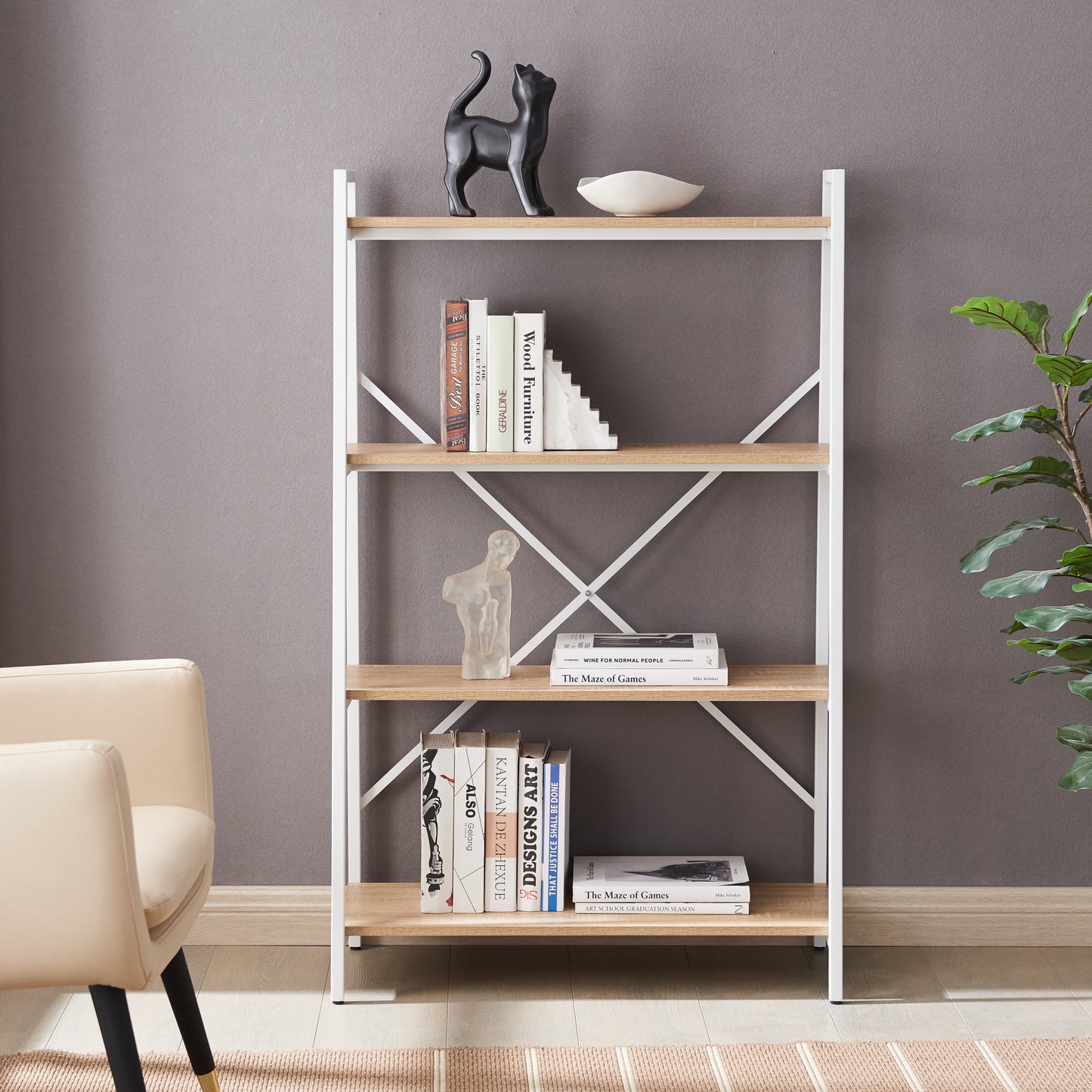 Workzone Aspect Bookcase 1300mm Open Style Oak