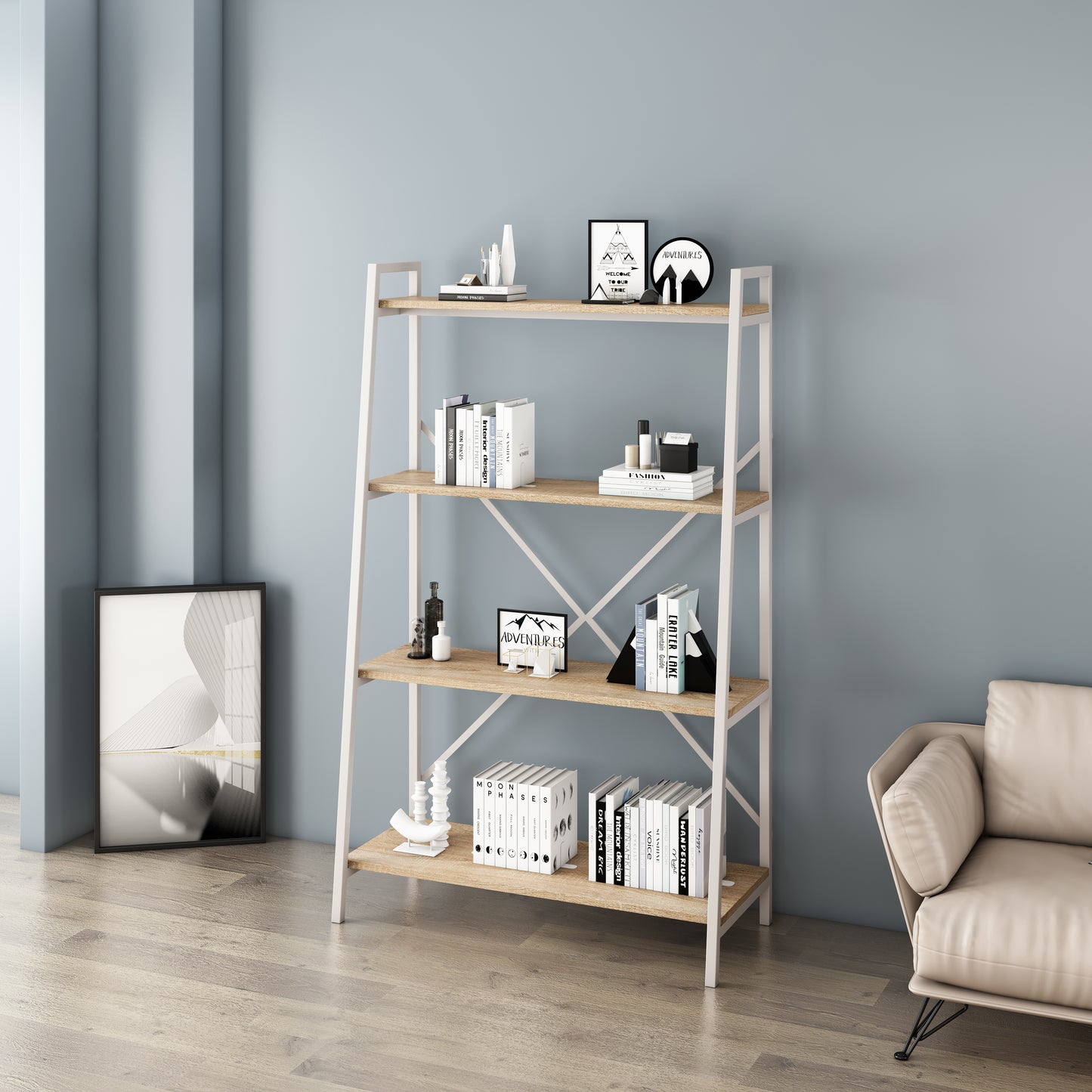 Workzone Aspect Bookcase 1300mm Open Style Oak