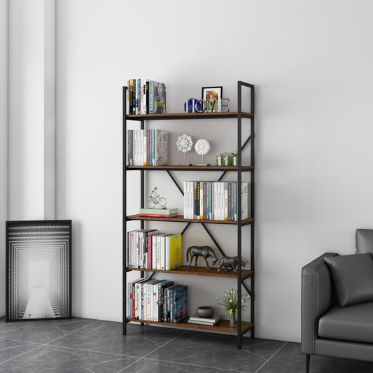 Workzone Aspect Bookcase 1800mm Open Style Dark Oak