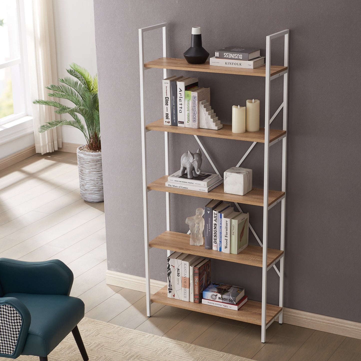 Workzone Aspect Bookcase 1800mm Open Style Oak