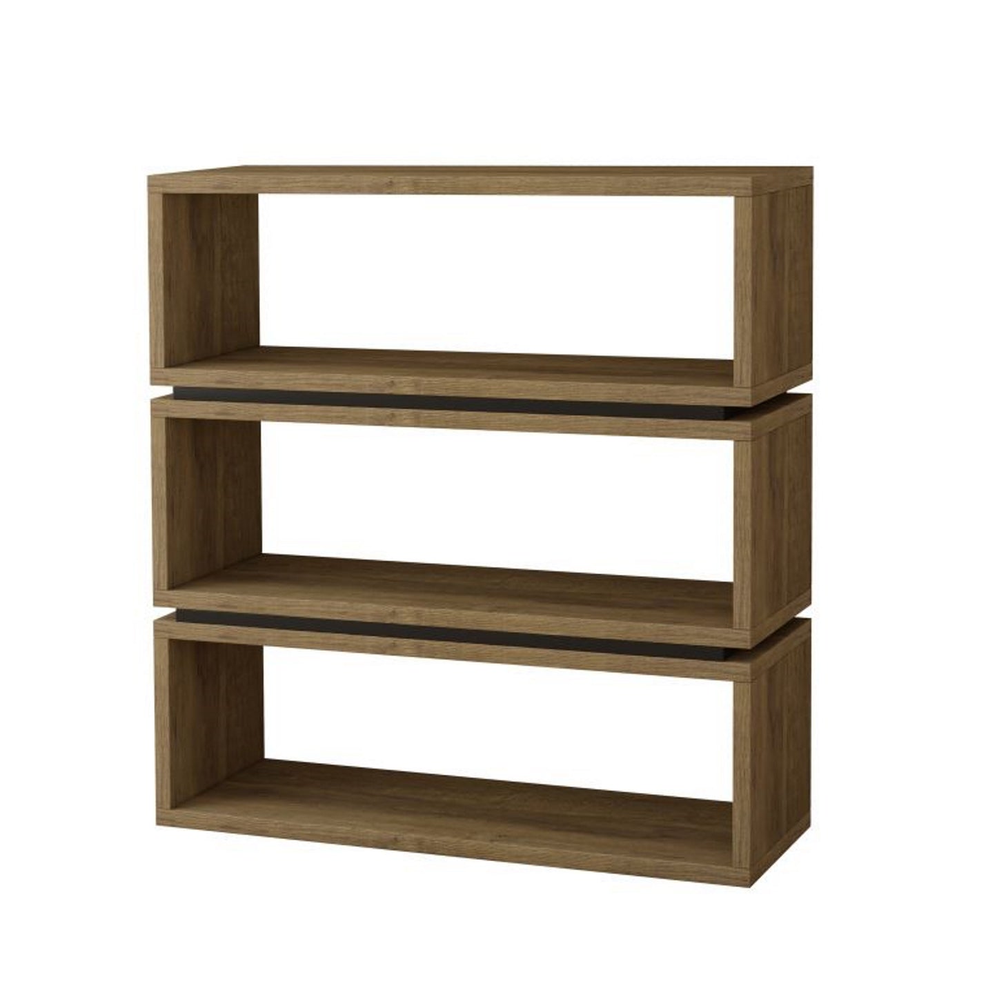 Workzone Pinto Bookcase 1200mm Three Open Sections Dark Oak