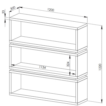 Workzone Pinto Bookcase 1200mm Three Open Sections Dark Oak